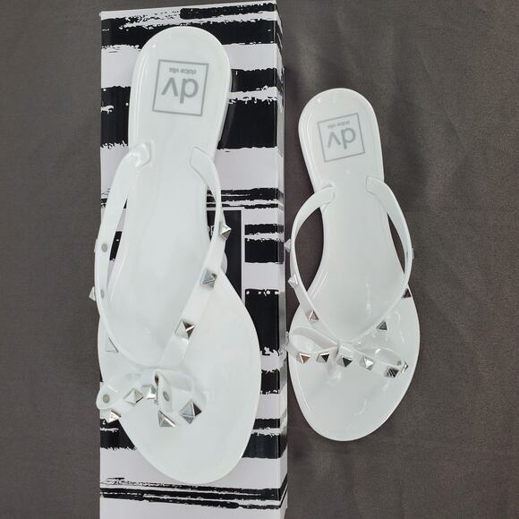 DV Dolce Vita Sunkissed White Jelly Sandal Studded Womens Size 8 New In Box - Picture 4 of 6